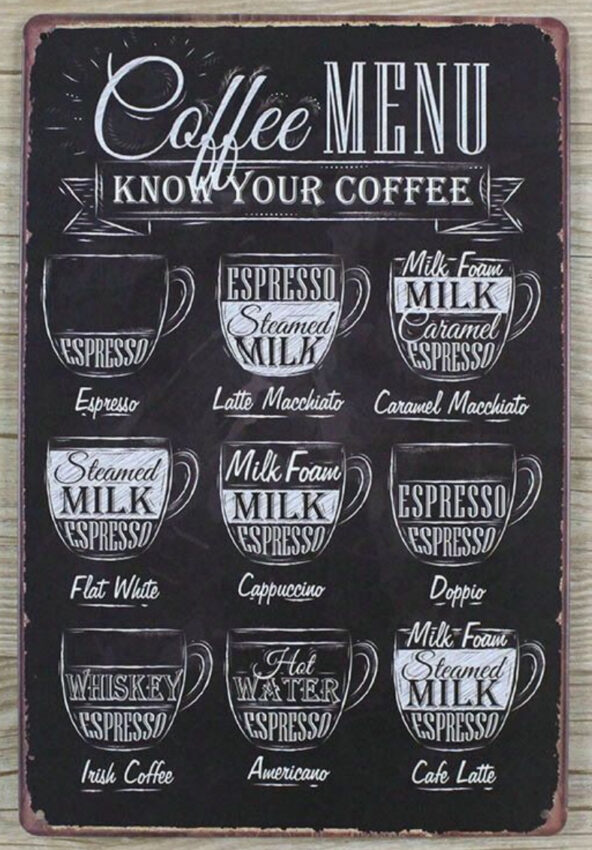Retro skilte med kaffe, kaffe skilt, retro skilte til hjemmet, emalje skilte med kaffe, metal skilt med kaffe