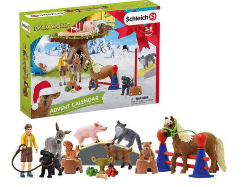 Schleich bondegård julekalender, julekalender med bondgårds dyr, legetøj bondegård, julekalender med legetøj, julekalender til små børn, Legetøjsjulekalender med dyr