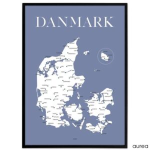 Danmarkskort, danmarkskort plakat, mandelgave ideer, mandelgaver til alle, gaver til studerende, mandelgaver til børn, plakat med danmarkskort