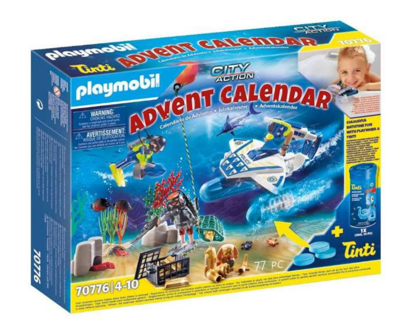 Playmobil Julekalender 2021, Politi Dykningsmission Playmobil, Julekalender til børn 2021, 2022 playmobil julekalender, julekalender med playmobil,